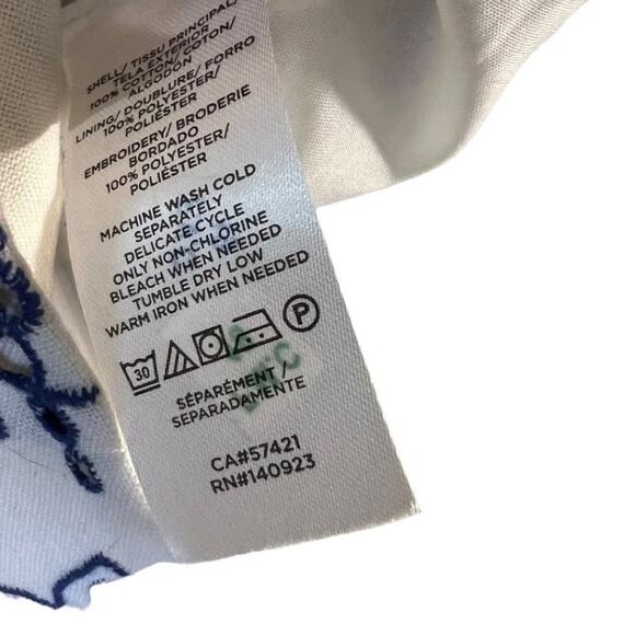 Loft Embroidered Floral Mini Skirt Blue White Sz 10P Petite Scalloped Edge Hem - Picture 5 of 10